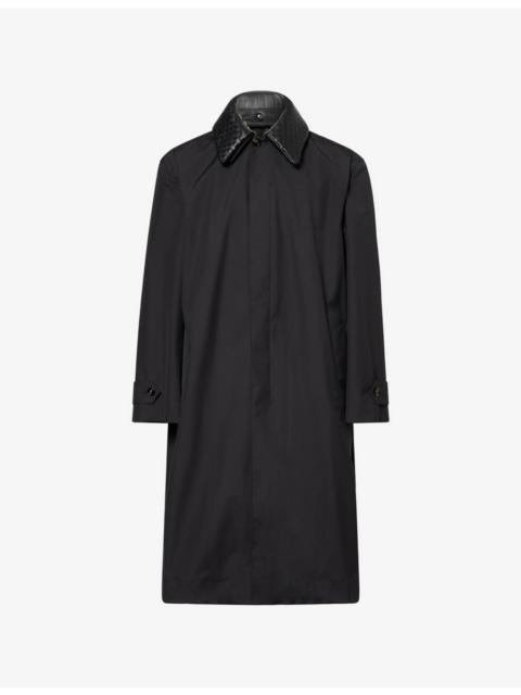 Bottega Veneta Contrast-Collar Technical Wool and Silk-Blend Coat