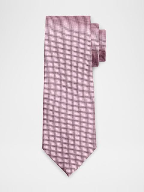 ZEGNA Men's Tonal Micro-Grid Tie
