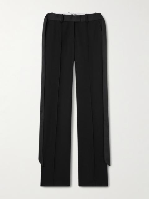 THE ATTICO Tie-detailed Belted Wool-twill Straight-leg Pants