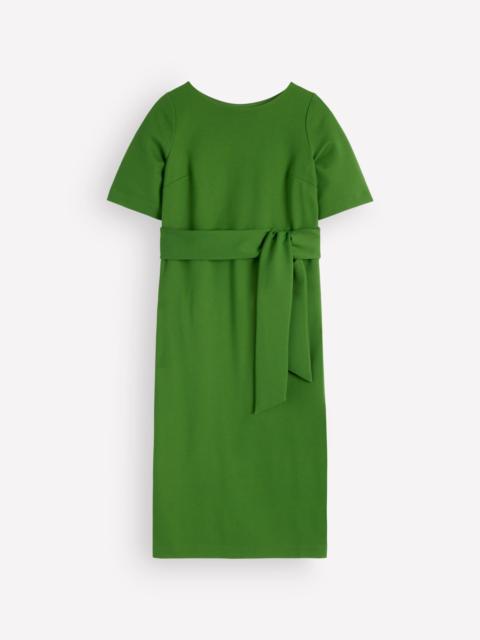 BODEN Belted Ponte Midi Dress-Promenade Green