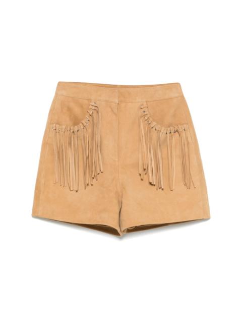 maje fringe-detail suede shorts