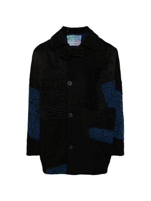 patchwork single-breasted coat