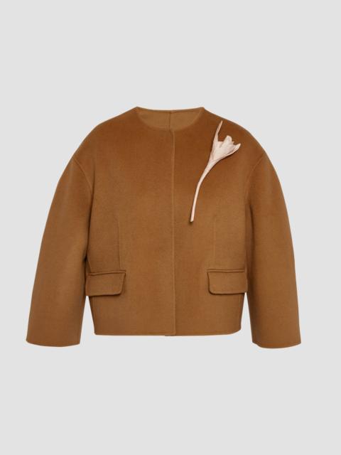 FLORAL APPLIQUÉ DOUBLE FACED CROPPED JACKET