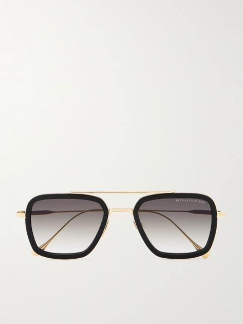 DITA Flight.006 Double-Bridge Aviator-Style Gold-Tone Metal and Acetate Sunglasses Gold