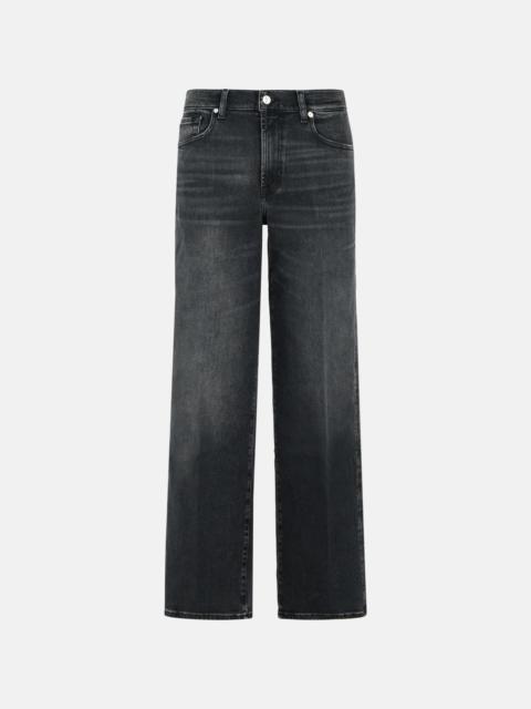 7 For All Mankind 'STOVEPIPE STRAIGHT' BLACK COTTON BLEND JEANS