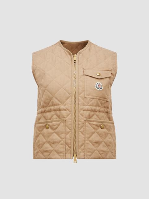 Moncler Vigny Diamond-Quilted Padded Linen Vest