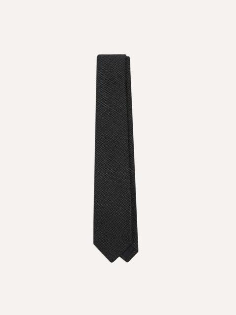 Drake's Navy Oxford Weave Wool-Silk Tipped Tie
