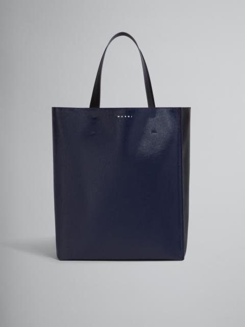 Marni MUSEO SOFT LARGE BAG IN BLACK AND BLUE LEATHER