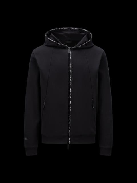 Moncler Monogram Zip-up Hoodie in Black for Men