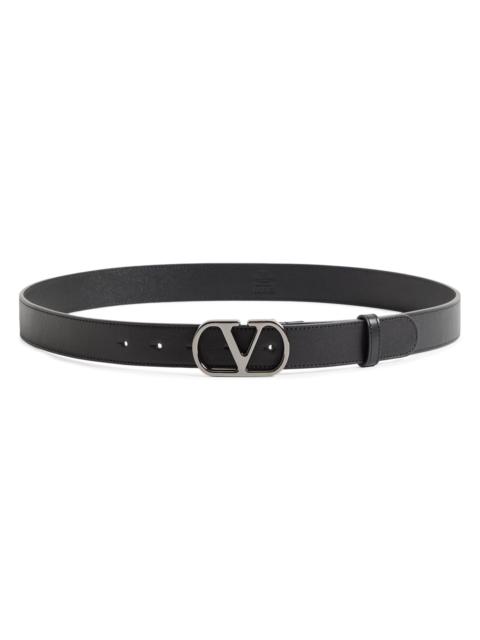 Valentino Men's VLogo Signature Belt in Shiny Calfskin 30MM - Black