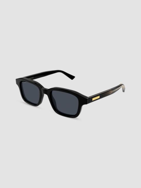 GUCCI Men's Lettering The Wirecore 49MM Square Sunglasses - Black