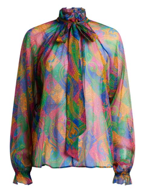 geometric paisley silk top