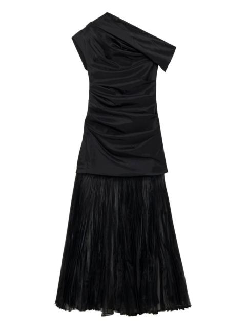 SIMKHAI Ammalie draped pleated-skirt taffeta dress