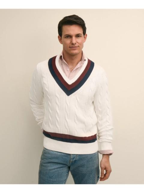 Brooks Brothers Vintage-Inspired Tennis V-Neck Sweater in Supima® Cotton