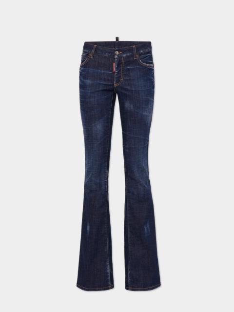 DSQUARED2 DARK CLEAN WASH MEDIUM WAIST FLARE JEANS