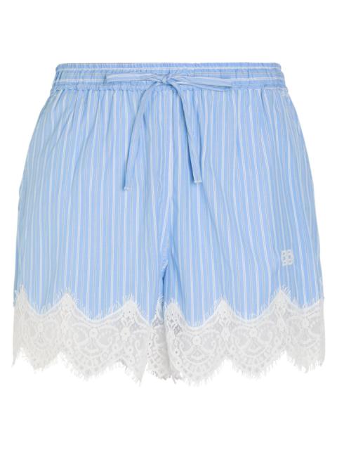 SIMKHAI Simkhai Emmie Striped Lace-trim Cotton-poplin Shorts