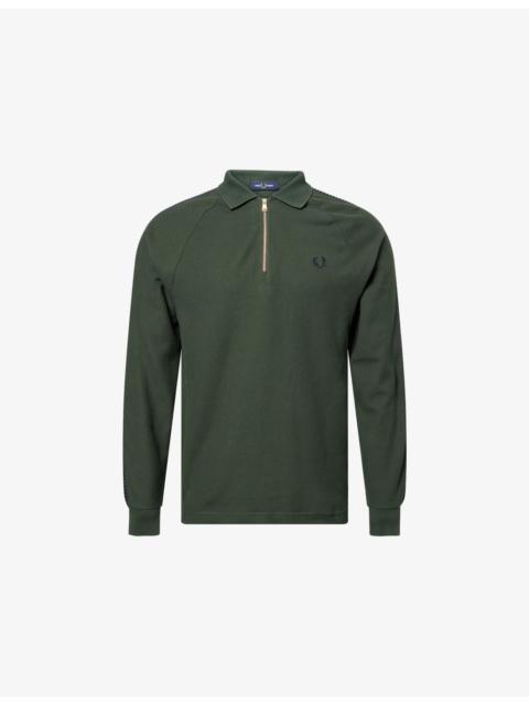 Fred Perry Dash Taped Raglan-Sleeves Cotton Polo Shirt