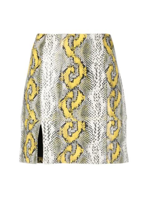 python-print leather miniskirt