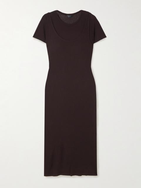 LESET Rozzi Layered Ribbed Jersey Midi Dress