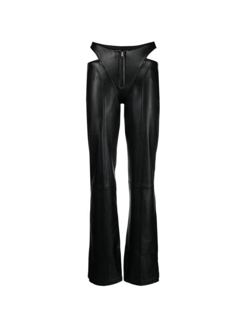 cut-out leather trousers