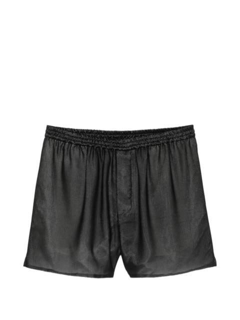 SAPIO mesh-texture gathered shorts
