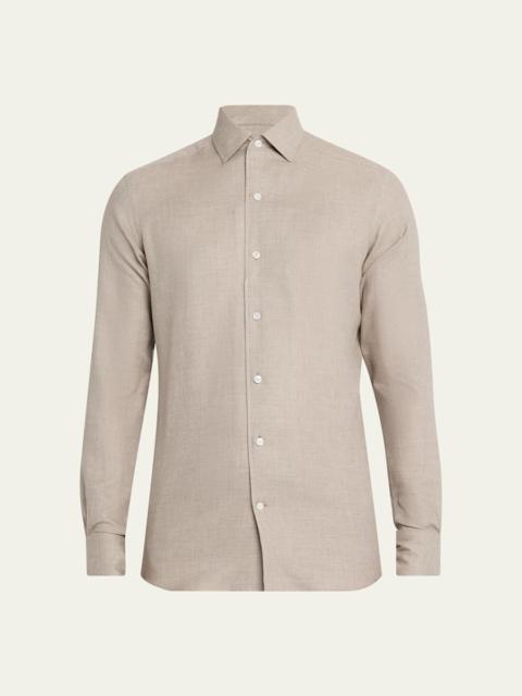 ZEGNA Men's Melange Cashmere and Cotton Modern-Fit Sport Shirt