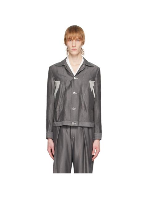 sulvam Gray Raw Edge Jacket
