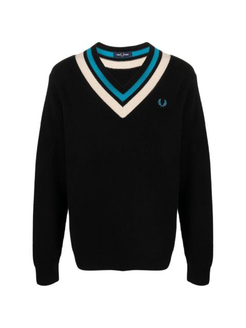 Fred Perry logo-embroidered ribbed-knit jumper