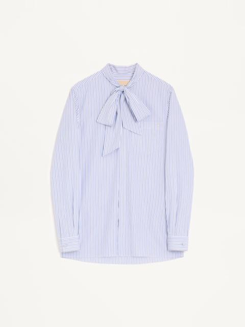 VALENTINO COTTON POPLIN SHIRT WITH SCARF COLLAR AND VLOGO EMBROIDERY