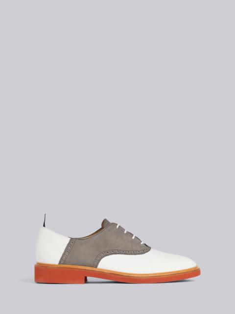 Thom Browne Medium Grey Leather and Suede Micro Sole Saddle Shoe