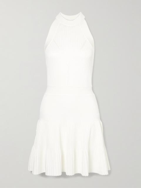 Balmain Ribbed Pointelle-knit Mini Dress