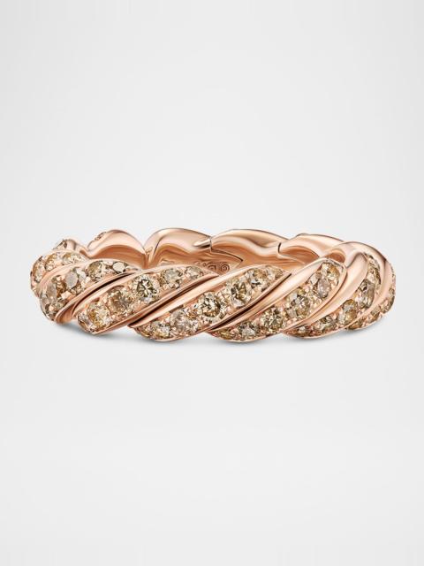 Sculpted Cable Flex Band Ring with Diamonds in 18K Rose Gold, 5mm