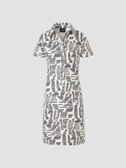 AKRIS Women's Abstract Linen Polo Mini Dress - Ecru Black