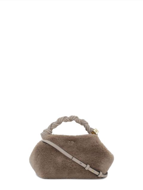GANNI LIGHT GREY FLUFFY SMALL GANNI BOU BAG