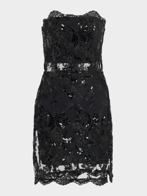 Alice + Olivia Georgie Embellished Lace Mini Dress