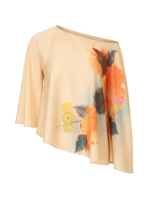 Cinq à Sept Carole watercolor floral-print asymmetric-hem top