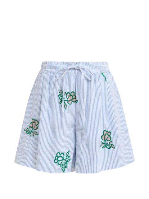 ESSENTIEL ANTWERP embroidered striped shorts
