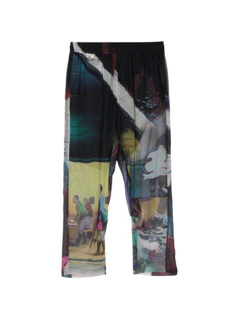 UNDERCOVER graphic-print cropped trousers
