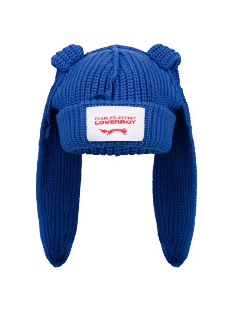 CHARLES JEFFREY LOVERBOY CHUNKY RABBIT BEANIE (BLUE)