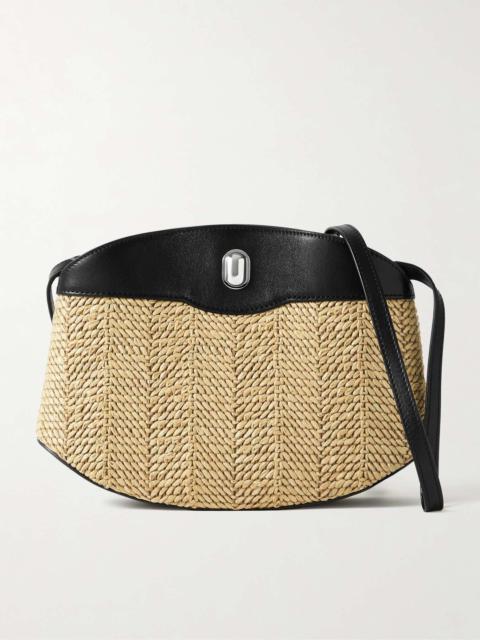 Tondo leather-trimmed raffia shoulder bag