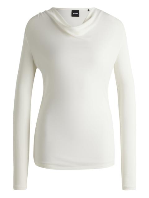 BOSS LONG-SLEEVED TOP IN STRETCH CREPE WITH COWL NECKLINE