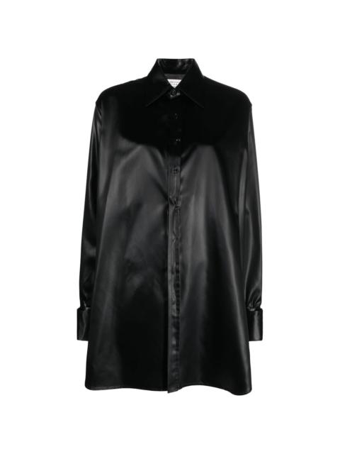 faux-leather long-sleeved shirt