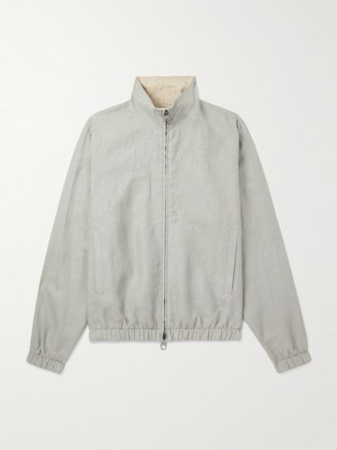 Loro Piana Reversible Linen Bomber Jacket Light gray