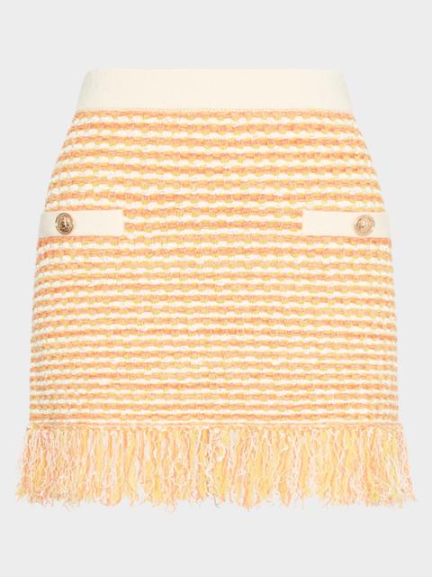 MILLY Kali Fringed Tweed Knit Mini Skirt