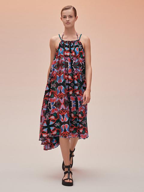 Hermès "Fleurs Miroir H Rond" beach dress with shoulder straps