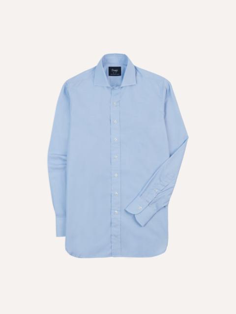 Drake's Sky Blue Cotton Spread Collar End-on-End Poplin Shirt