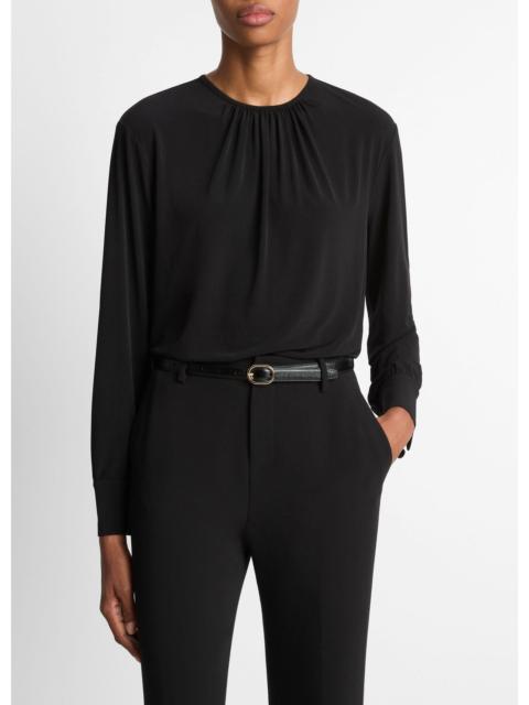 Vince Matte Jersey Gathered Blouse
