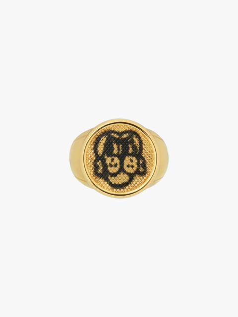 Givenchy SIGNET RING WITH DOG TAG EFFECT PATTERN