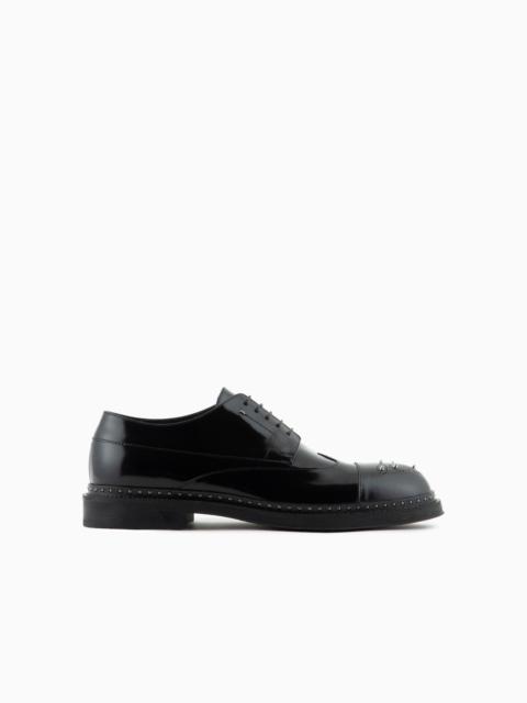 EMPORIO ARMANI Brushed leather Derby shoes with studs