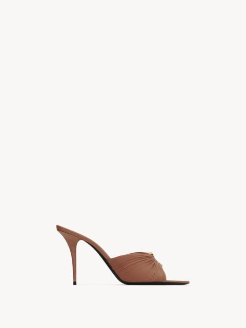 SAINT LAURENT LOLA MULES IN SMOOTH LEATHER AND DRAPED JERSEY